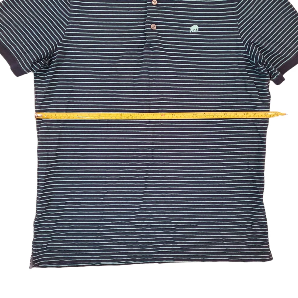 Banana Republic Men's Dark Blue &‎ Teal Striped Polo Shirt Short Sleeve XL